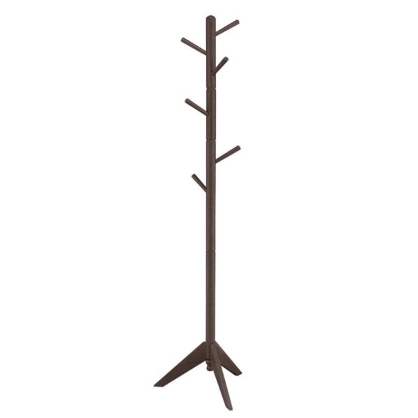 Espresso Wood Finish Coat Rack Entryway Hall Tree Hat Rack