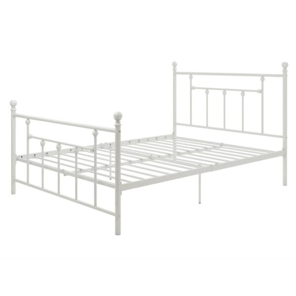 Full White Metal Platform Bed Frame with Headboard and Footboard - Image 2
