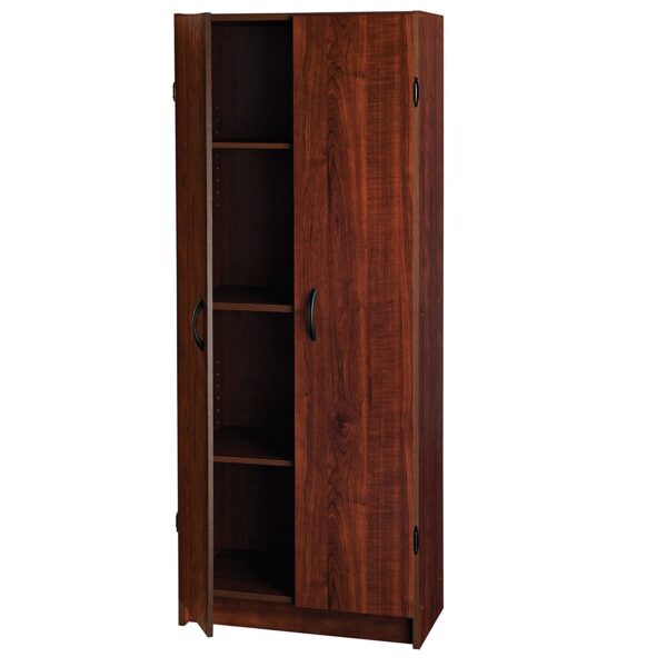 Wardrobe Cabinet with Shelves in Dark Cherry Wood Finish Bedroom Kitchen or Bathroom - Image 4