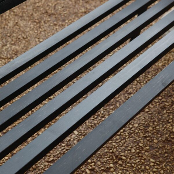 Outdoor Garden Bench with Slatted Seat and Rustic Metal Finish - Image 4