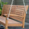 Outdoor 5-Ft Slatted Porch Swing in Natural Acacia Wood with Hanging Chain - Image 3
