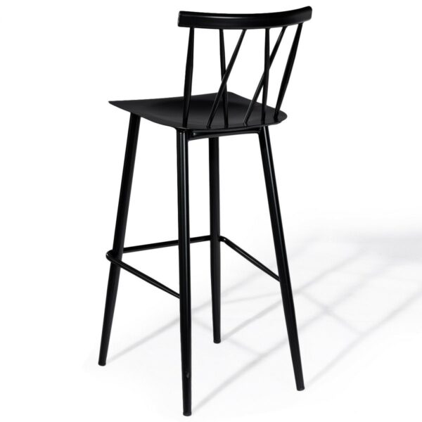 Set of 2 Black Steel Bar Height Barstool Dining Chairs - Image 3