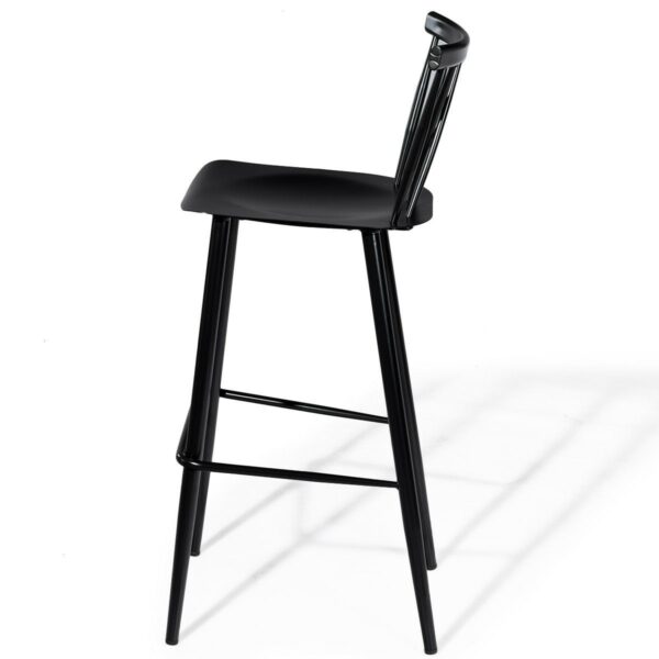 Set of 2 Black Steel Bar Height Barstool Dining Chairs - Image 4