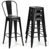 Set of 4 Black 30" Height High Back Metal Industrial Bar Stools - Image 3