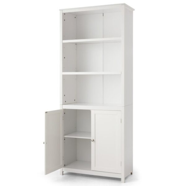 White Bathroom Linen Tower Towel  Cabinet with 3 Open Storage Shelves - Image 3