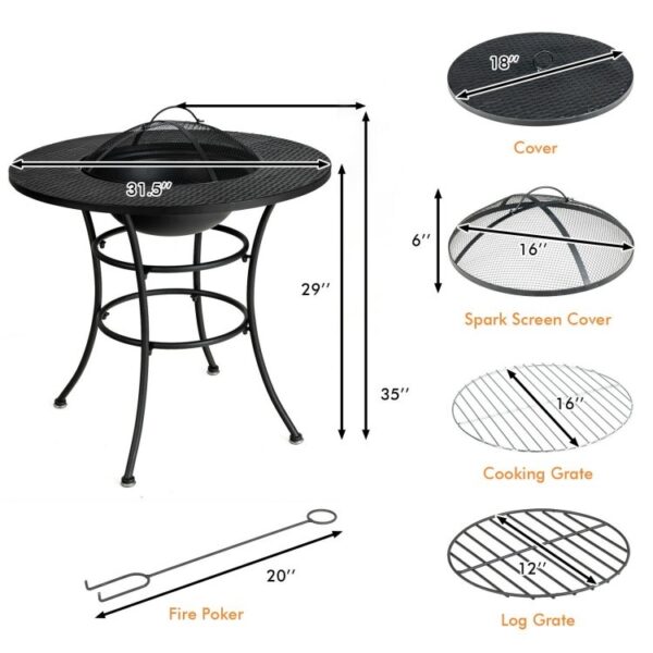 4 in 1 Fire Pit, Grill Cooking BBQ Grate, Ice Bucket, Dining Table - Image 5