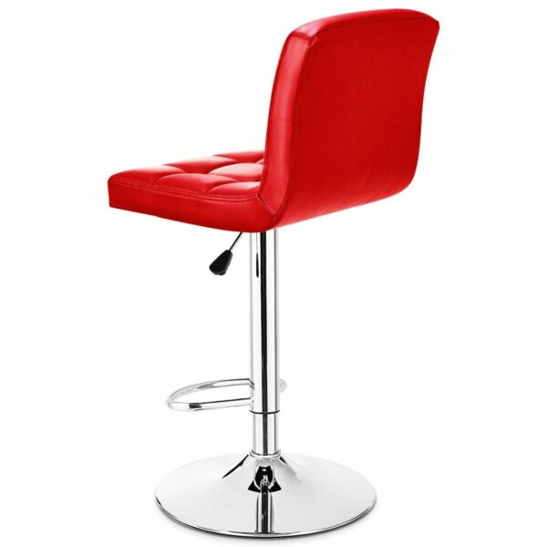 Set of 2 Red Faux Leather Swivel Bar Stools Pub Chairs - Image 2