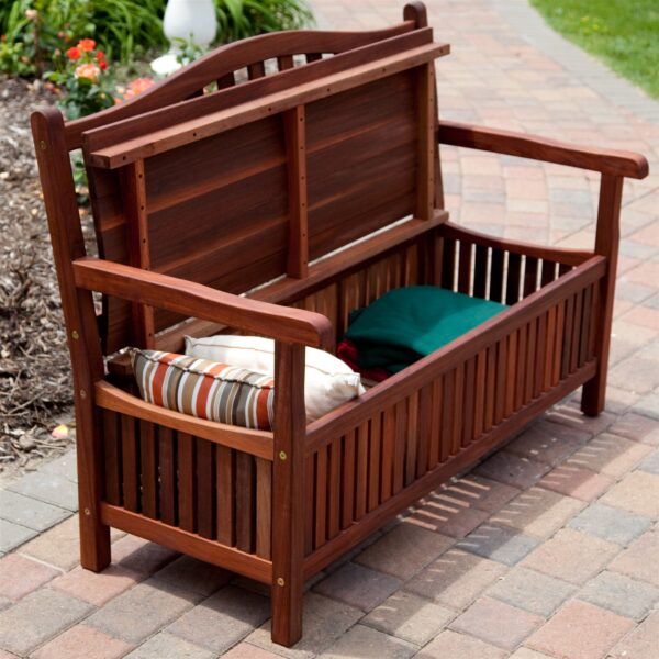 Outdoor Wooden Storage Bench for Patio Garden Backyard - Image 2