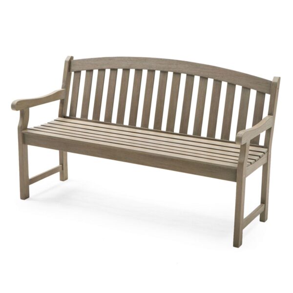 Outdoor Curved Back 5-Ft Garden Bench with Arms in Driftwood Finish - Image 3