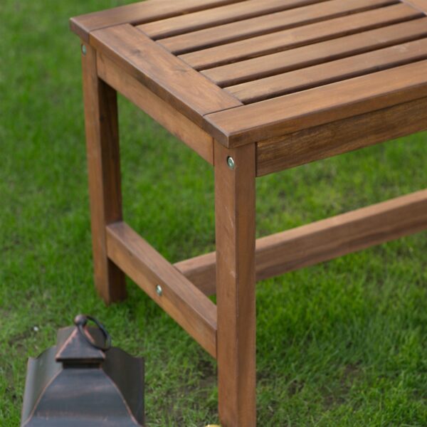 3-Ft Outdoor Backless Garden Bench in Dark Brown Wood Finish - Image 2