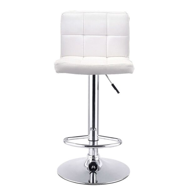 Set of 2 White Faux Leather Swivel Bar Stools Pub Chairs - Image 2