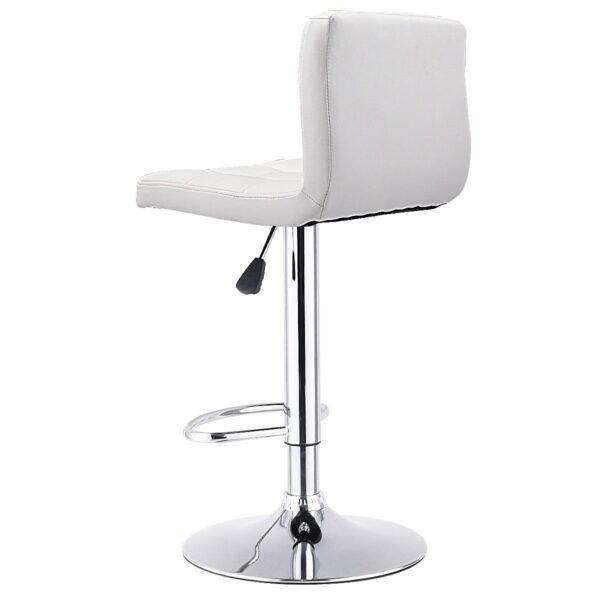 Set of 2 White Faux Leather Swivel Bar Stools Pub Chairs - Image 4