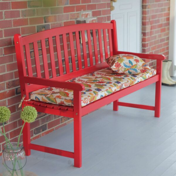 5-Ft Outdoor Garden Bench in Red Wood Finish with Armrest - Image 3