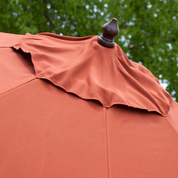 9-Ft Tilt Patio Umbrella with Rust Red Orange Shade and Bronze Finish Pole - Image 3