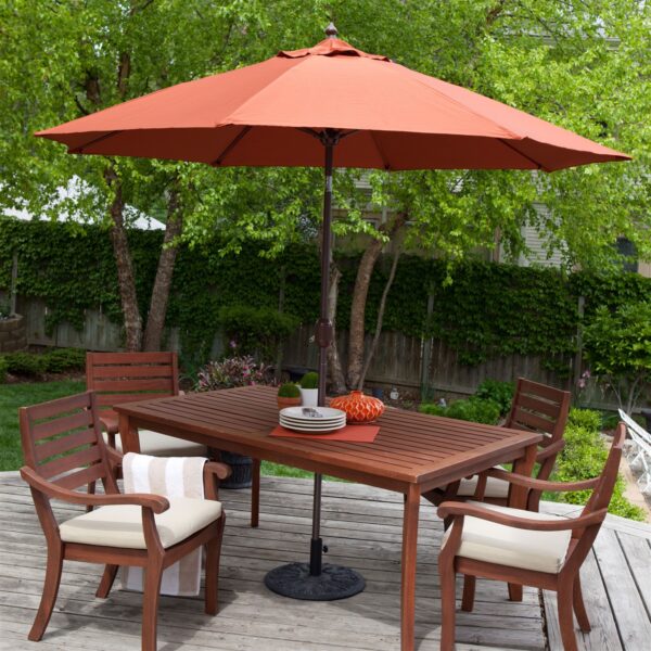 9-Ft Tilt Patio Umbrella with Rust Red Orange Shade and Bronze Finish Pole - Image 5
