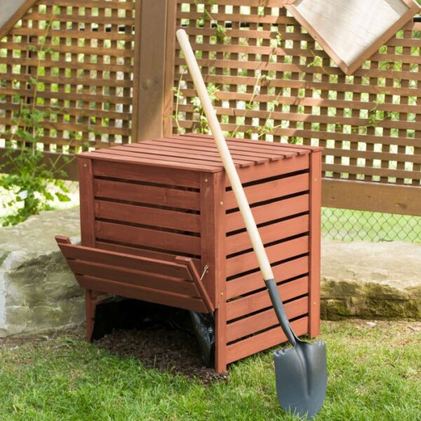 Outdoor 90 Gallon Solid Wood Compost Bin with Brown Finish - Image 3