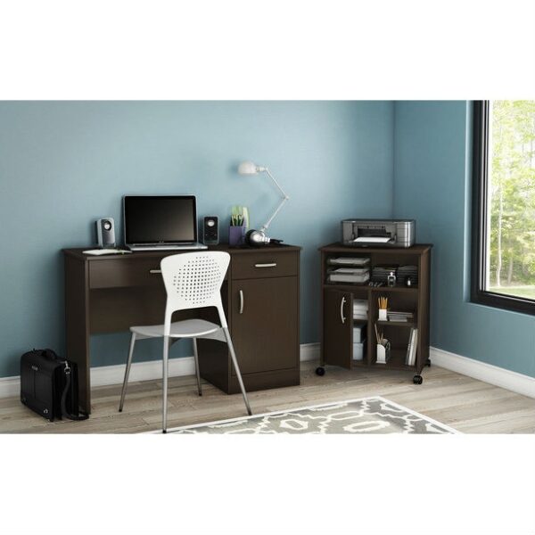 Contemporary Printer Stand Cart with Storage Shelves in Chocolate - Image 3