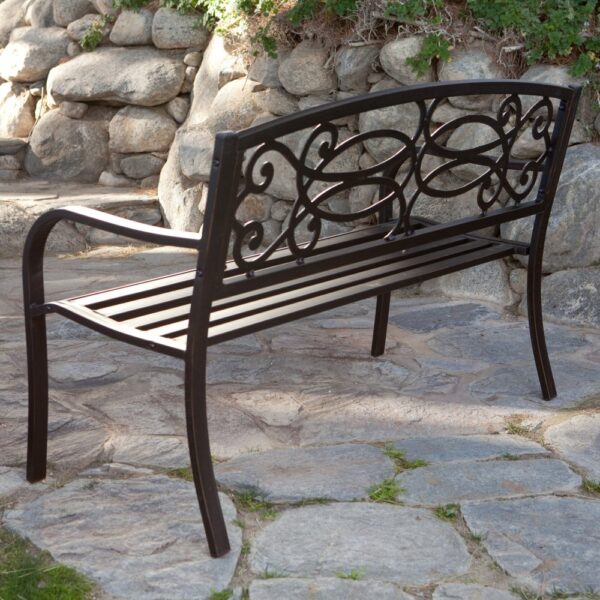 4-Ft Metal Garden Bench in Antique Black Finish - Image 2