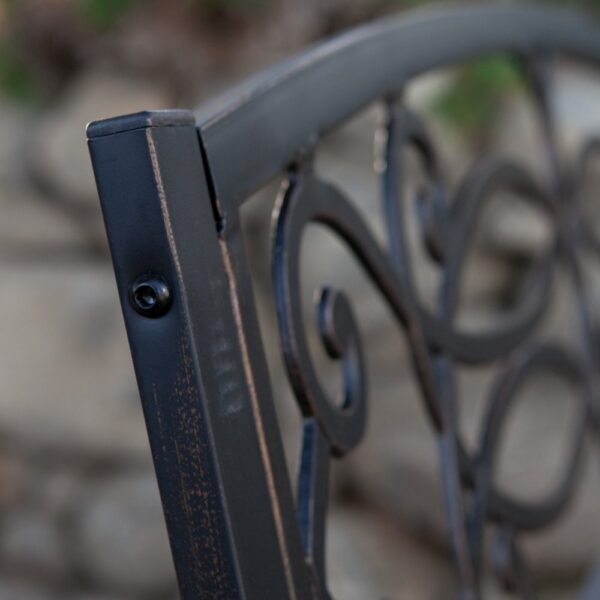 4-Ft Metal Garden Bench in Antique Black Finish - Image 3