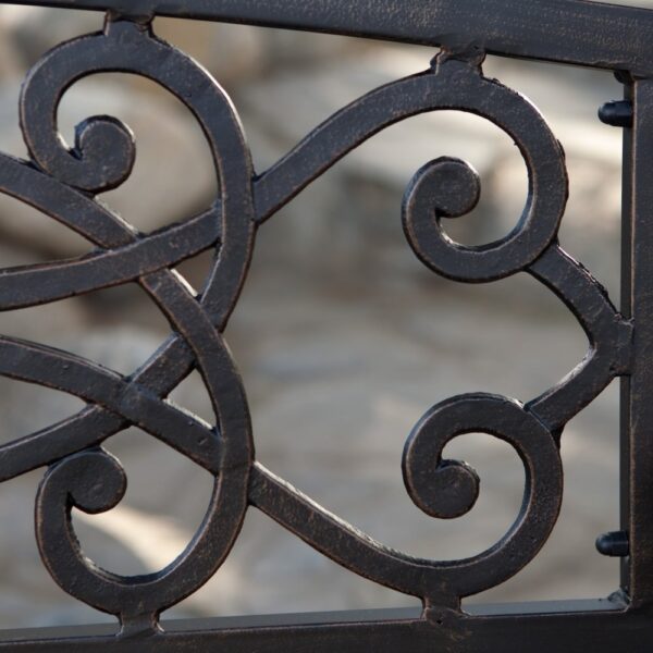 4-Ft Metal Garden Bench in Antique Black Finish - Image 4