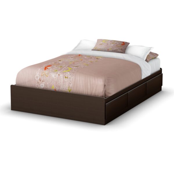 Full size Modern Storage Bed with 3 Drawers in Chocolate Finish - Image 2