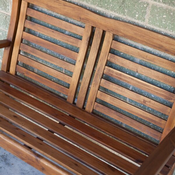 Contemporary Outdoor 2-Seat Garden Bench with Weather Resistant Wood Finish - Image 3