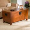 Wooden Lift Top Coffee Table Storage Trunk in Mission Oak Finish - Image 2