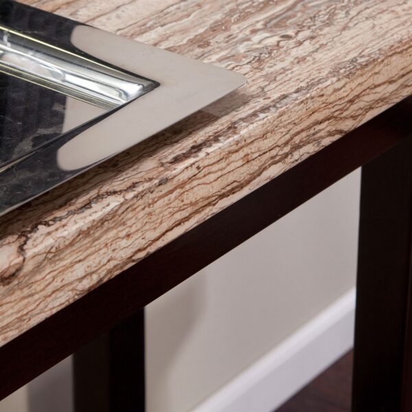 Solid Wood Frame Console Sofa Table in Espresso with Faux Marble Top - Image 3