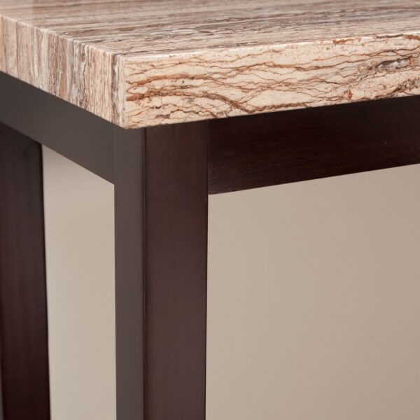 Solid Wood Frame Console Sofa Table in Espresso with Faux Marble Top - Image 4