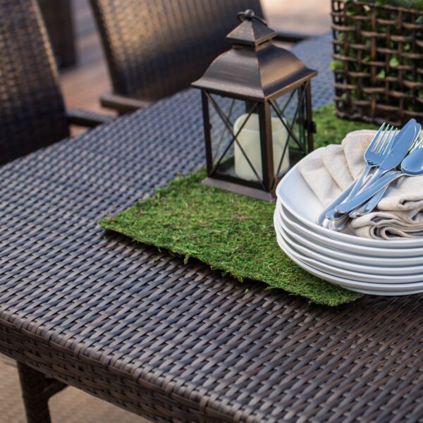 Dark Brown 63-in Outdoor Resin Wicker Rectangular Patio Dining Table - Seats 6 - Image 2