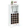 20 Bottles White Wood Storage Wine Rack Glass Cabinet