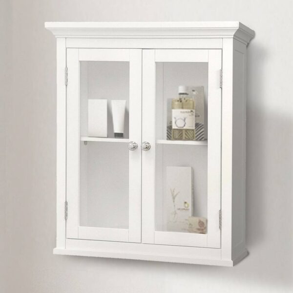 Classic 2-Door Bathroom Wall Cabinet in White Finish - Image 2