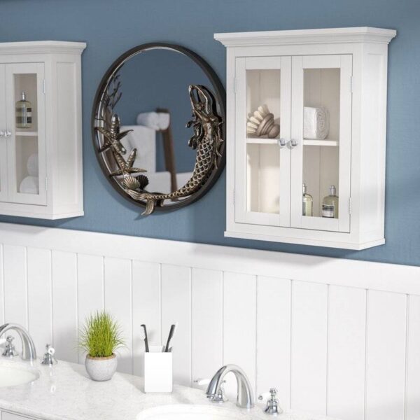 Classic 2-Door Bathroom Wall Cabinet in White Finish - Image 4