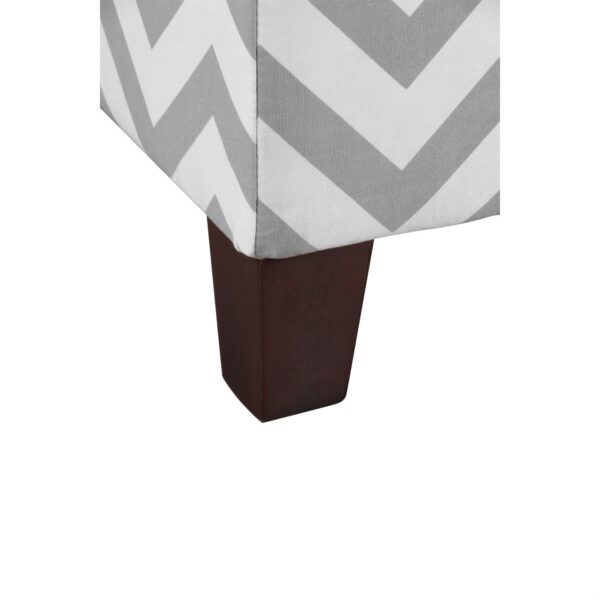 Grey & White Chevron Stripe Padded Storage Ottoman Bench - Image 3