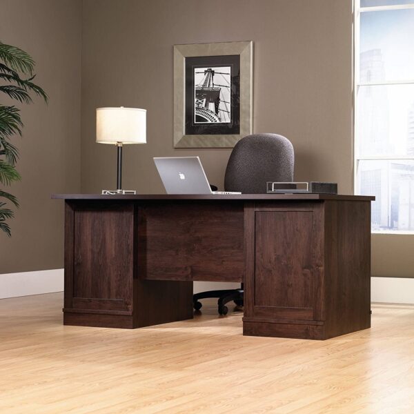 Dark Espresso Executive Computer Desk w/ Filing Cabinets Storage - Image 3