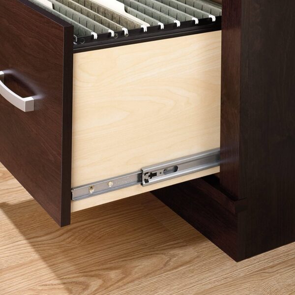 Dark Espresso Executive Computer Desk w/ Filing Cabinets Storage - Image 5