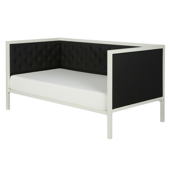 Twin size Black Linen Upholstered Daybed with White Metal Frame - Image 2