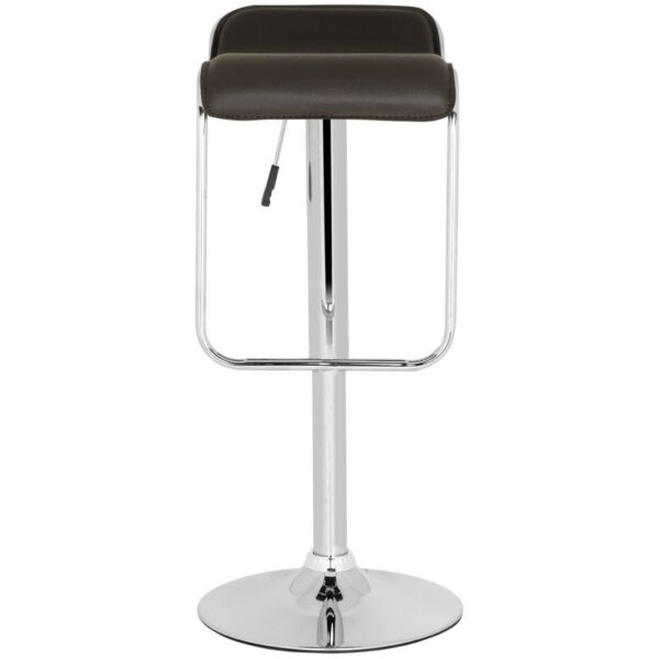Modern Adjustable Height Bar Stool with Brown Faux Leather Swivel  Seat - Image 3