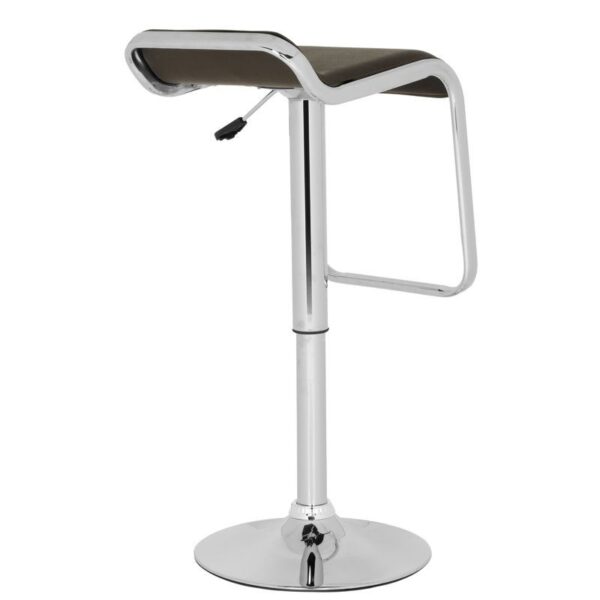 Modern Adjustable Height Bar Stool with Brown Faux Leather Swivel  Seat - Image 4