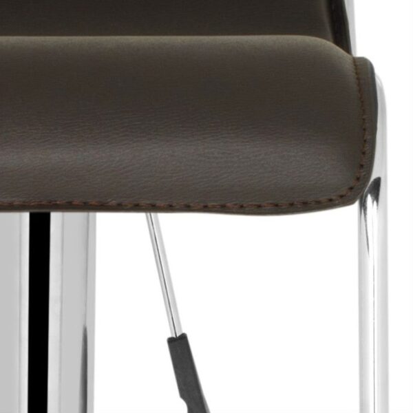 Modern Adjustable Height Bar Stool with Brown Faux Leather Swivel  Seat - Image 5