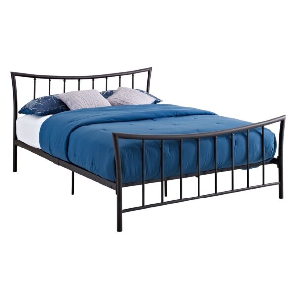 Queen size Brushed Bronze Metal Platform Bed with Head and Footboard - Image 2
