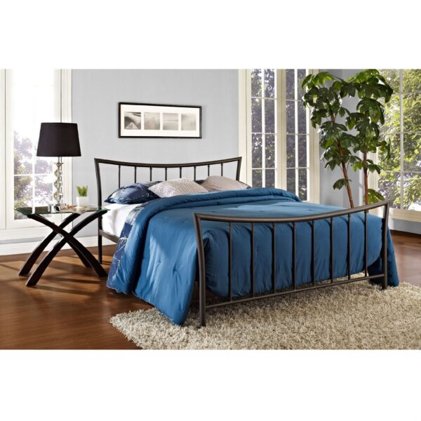 Queen size Brushed Bronze Metal Platform Bed with Head and Footboard - Image 3