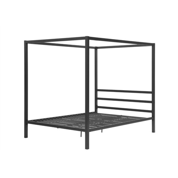 Queen size Modern Canopy Bed in Sturdy Grey Metal - Image 2