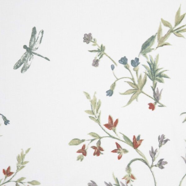 Floral Dragonfly Polyester Machine Washable Shower Curtain - Image 3