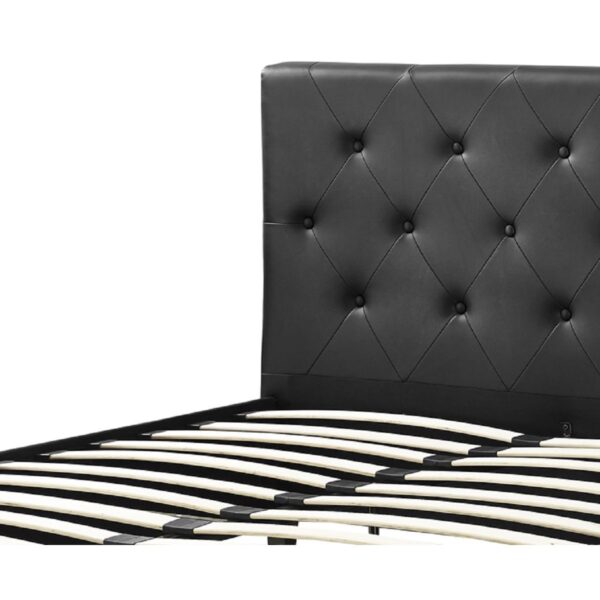 Queen size Black Faux Leather Upholstered Platform Bed with Button Tufted Headboard - Image 2