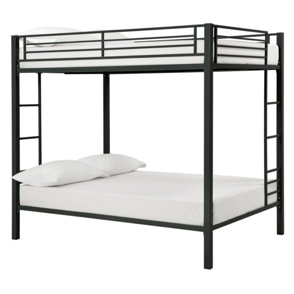 Full over Full size Sturdy Black Metal Bunk Bed - Image 2