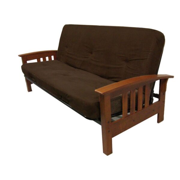 Full size 6-inch Thick Futon Mattress with Chocolate Brown Cover - Image 2