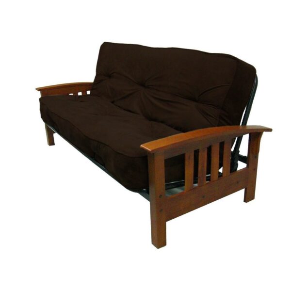 8-inch Thick Full Size Premium Coil Futon Mattress with Chocolate Futon Cover - Image 2