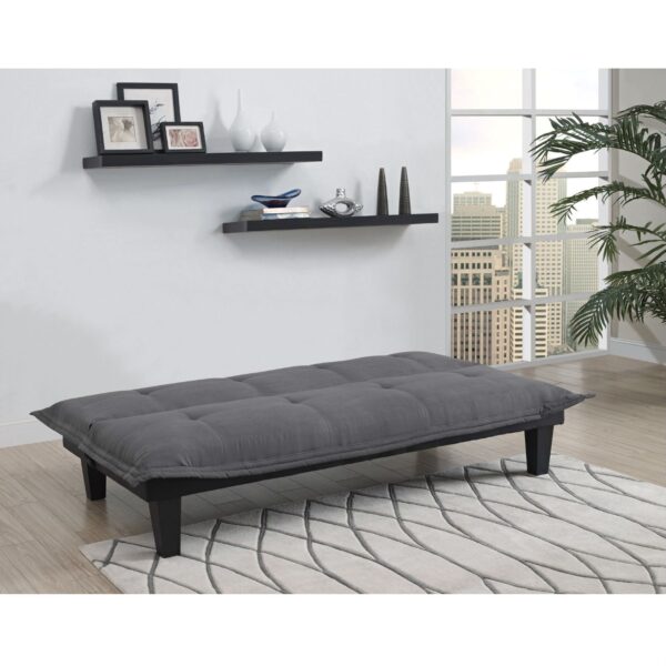Charcoal Microfiber Click-Clack Futon Sofa Bed Lounger - Image 3