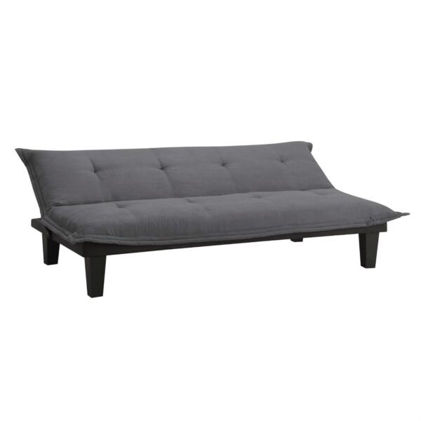 Charcoal Microfiber Click-Clack Futon Sofa Bed Lounger - Image 4